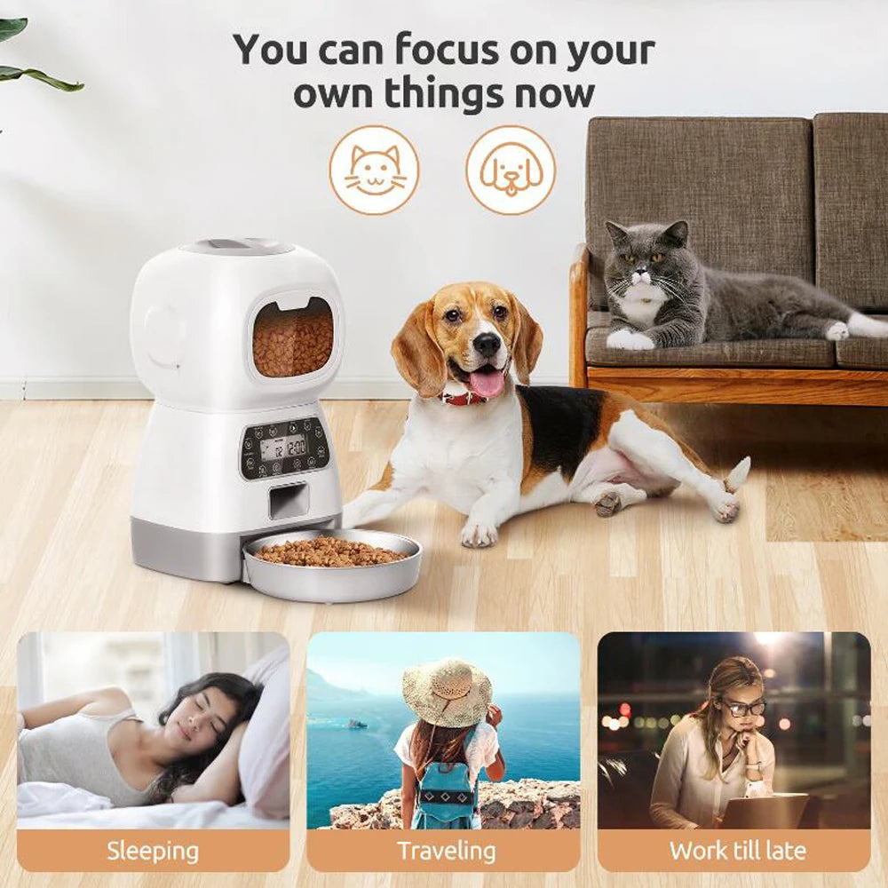 Automatic Pet Feeder For Cats WiFi Smart Swirl Slow Dog Feeder With Voice Recorder