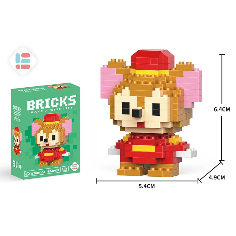 Disney Anime Princess Building Blocks Stitch Mickey Mouse mini Action toy Figures Blocks Toys Bricks Assemble Toys Kids Gifts