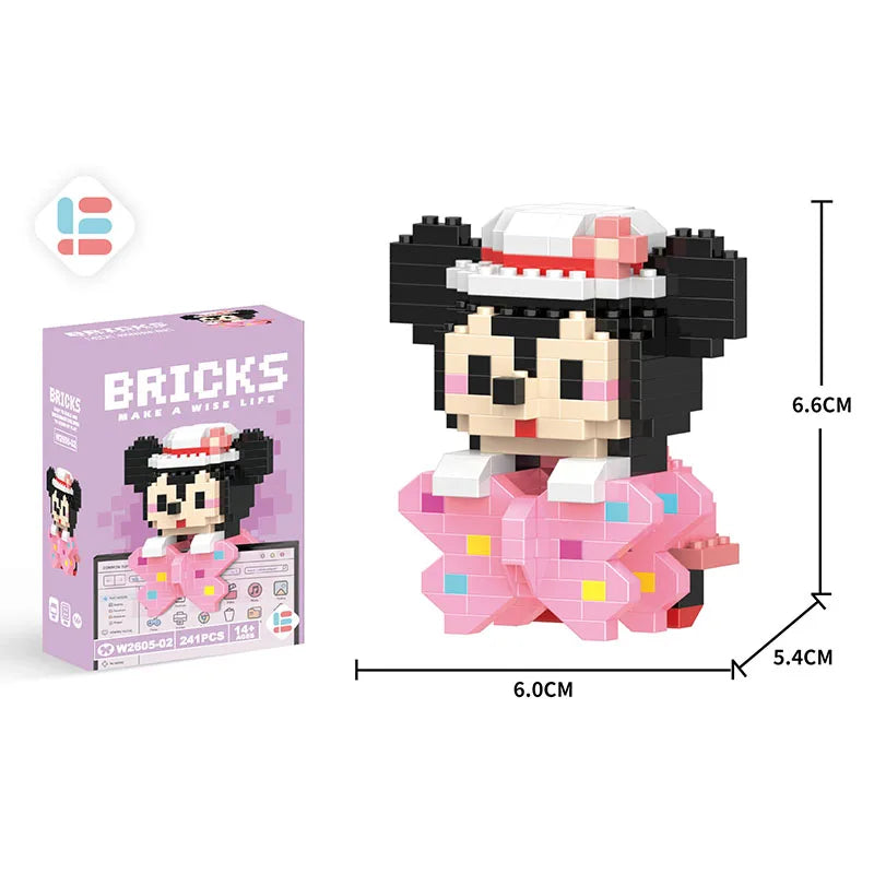 Disney Anime Princess Building Blocks Stitch Mickey Mouse mini Action toy Figures Blocks Toys Bricks Assemble Toys Kids Gifts