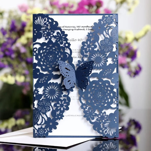 25/50piece Festival Party Invitation Letter Laser Hollow European Invitation Card Wedding Butterfly Greeting Card