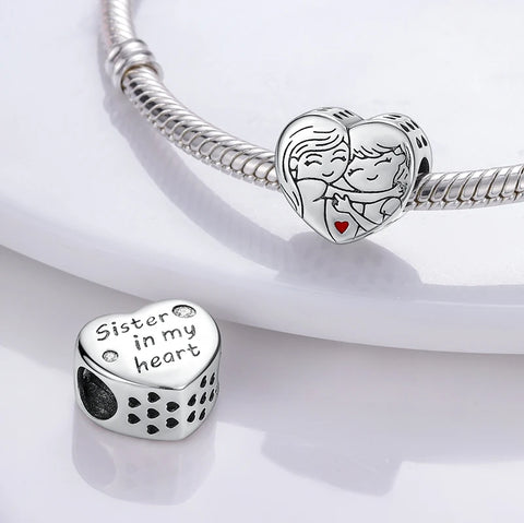 925 Silver Charms Family Friendship Pendant