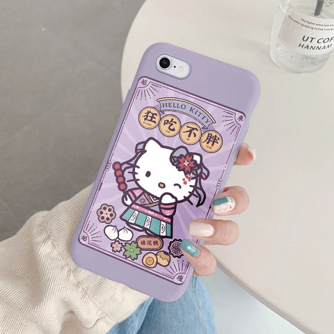 Phone Case for For Apple iphone 6 7 8 Plus SE 2022 Girls Anti-drop Cartoon Cinnamoroll Kuromi Hello Kitty Silicone Printed Cover