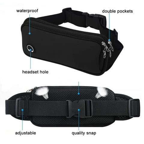 Sports Fanny Pack Women Belt Bag Men Running Waist Bag Phone Black Gym Bags Running Accessories