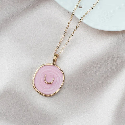 Colorful Moon Star Lightning Pendant Necklaces for Women Girls Enamel Fashion Party Daily Jewelry Trendy Clavicle Chain Necklace