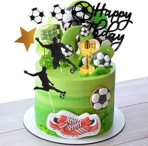 34PcsFootball Boy Cake Decoration Football Field Player Doll Cupcake Top Happy Birthday Decoration Sports Children's Boy