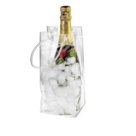 28*20*10cm Ice Bag Wine Champagne Bucket Cooler Transparent PVC Foldable Drink Bottle Chiller For Barware Kitchen