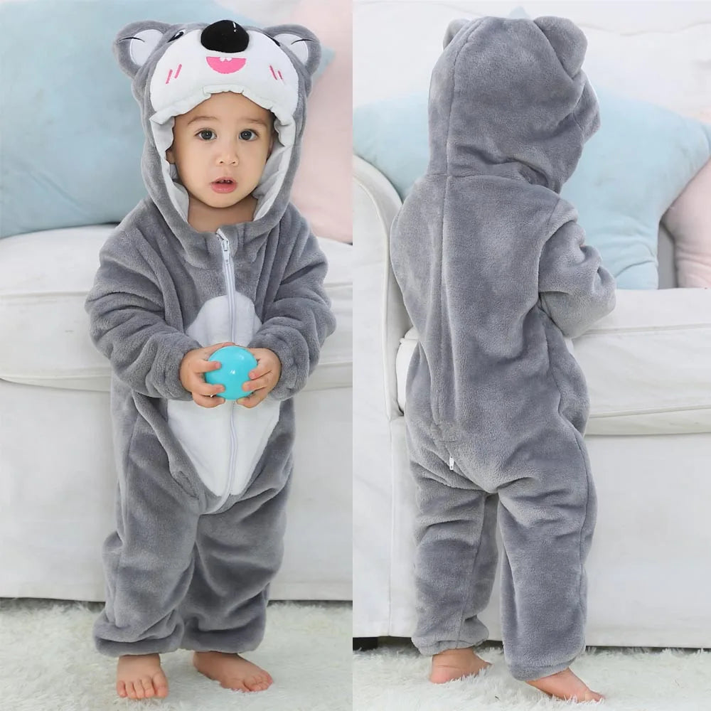 Newborn Baby Boy Clothing Animal Cartoon Hooded Jumpsuits Winter Baby Pajamas Onesies Kids Sleepwear Newborn Baby Pyjamas