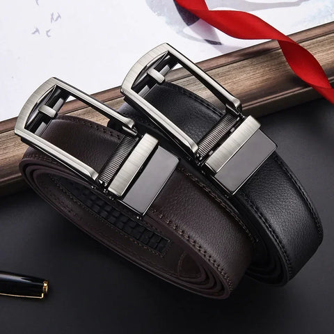 Men's Click Belt Business Luxury Designer Brand Genuine Leather Belts Jeans Automatic Adjustable Alloy Buckle Waist Straps Belts