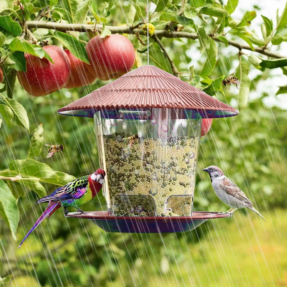 Garden Gazebo Hanging Wild Bird Feeder Outdoor Container With Hang Rope Pet Bird Feeding House Type Bird Feeder New Dropshipping