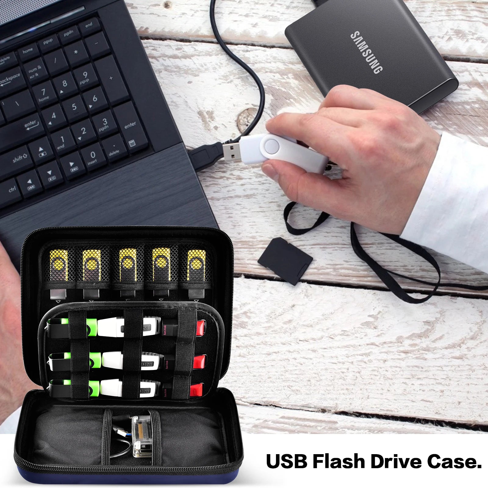 USB Flash Drive Case - Thumb Drive Holder Organizer, Memory Card SD SDXC SDHC Card Storage Bag, Electronic Accessories Box