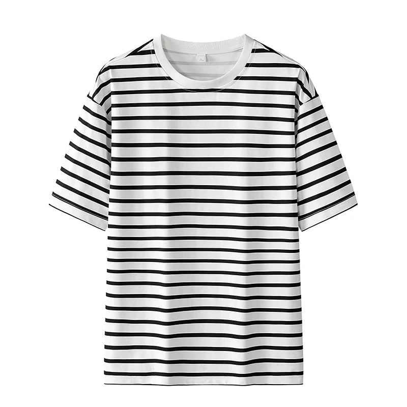 HIP HOP Sports T Shirt Streetwear Mens Stripe T-shirts Casual 2024 Summer Short Sleeves Tshirt Tees Oversize 3XL 4XL