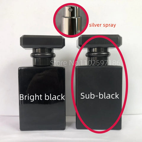 Perfume Separate Bottle Square Clear Portable Black Lid