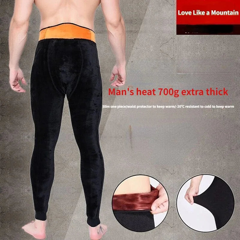 Winter Men Plus Size Thermal Underwear Bottoms Male Elastic Tights Leggings Thermos Pants Warm Wool Thickened Men's  Long Johns