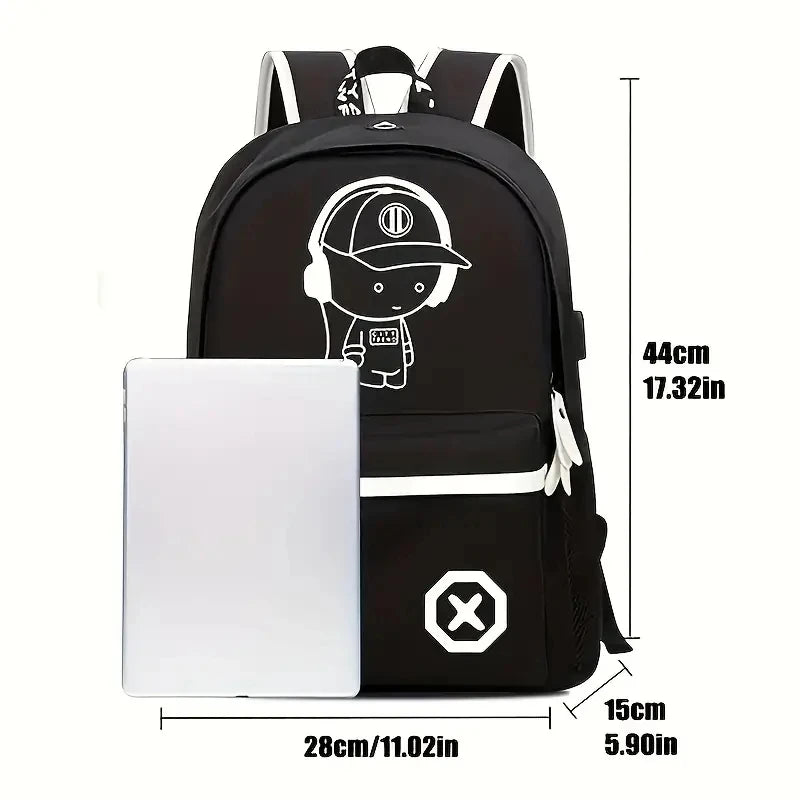 Kids Waterproof Book Bag USB Charging School Bag