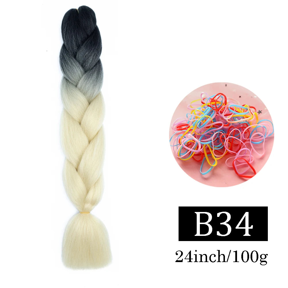 24 Inch Jumbo Braids Extensions Synthetic Braiding Hair Afro Ombre Color kanekalon Hair for Children Braid