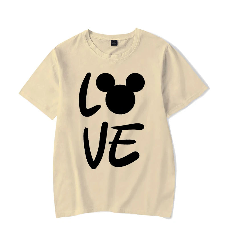 Couple Matching Outfits T-shirt LOVE Cute Cartoon Mouse Printing Unisex T-shirts Casual Short Sleeves Honeymoon Travel Tee Shirt