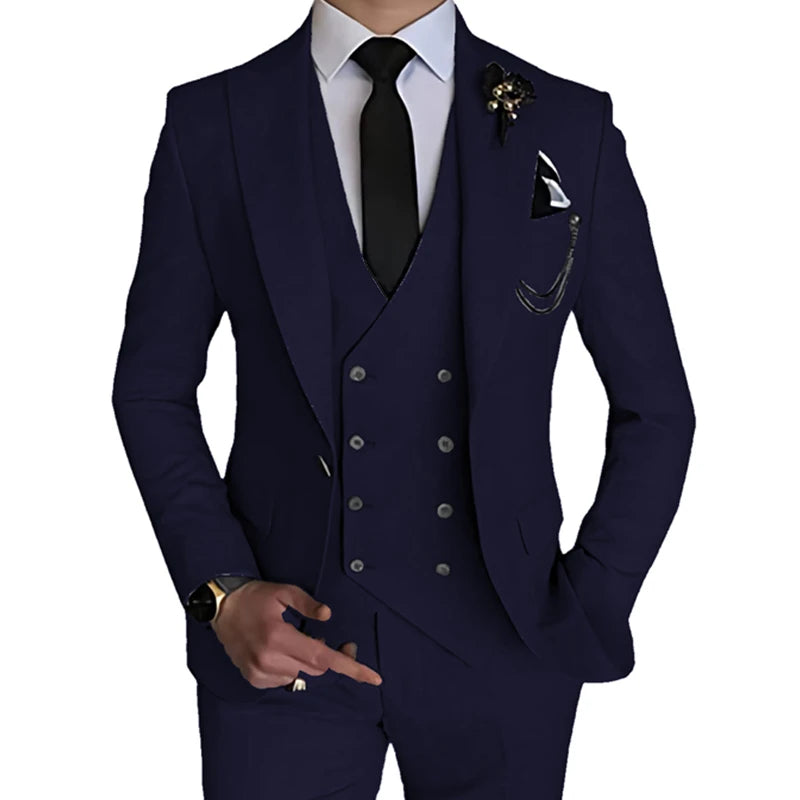 Wedding Suit Coat Pants Vest 3 Pcs Set Dress Blazers Jacket Trousers