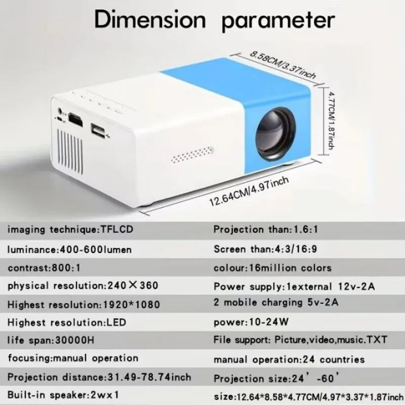 HDMI-compatible Projectors USB Audio Home Media Player