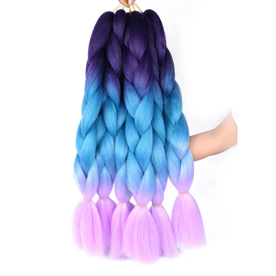 Colorful Hair for Braids Synthetic Braiding Hair Extensions for Girls Jumbo Braid Hair for Crochet Box Expression Braiding Hair