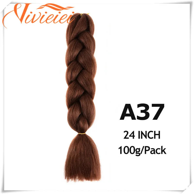 VIVIEIEI Synthetic Braiding Hair 24 Inch Jumbo Braid Ombre Jumbo Hair Extension for Women DIY Hair Braids Purple Pink Yellow Red