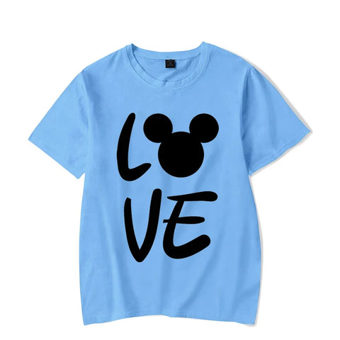 Couple Matching Outfits T-shirt LOVE Cute Cartoon Mouse Printing Unisex T-shirts Casual Short Sleeves Honeymoon Travel Tee Shirt