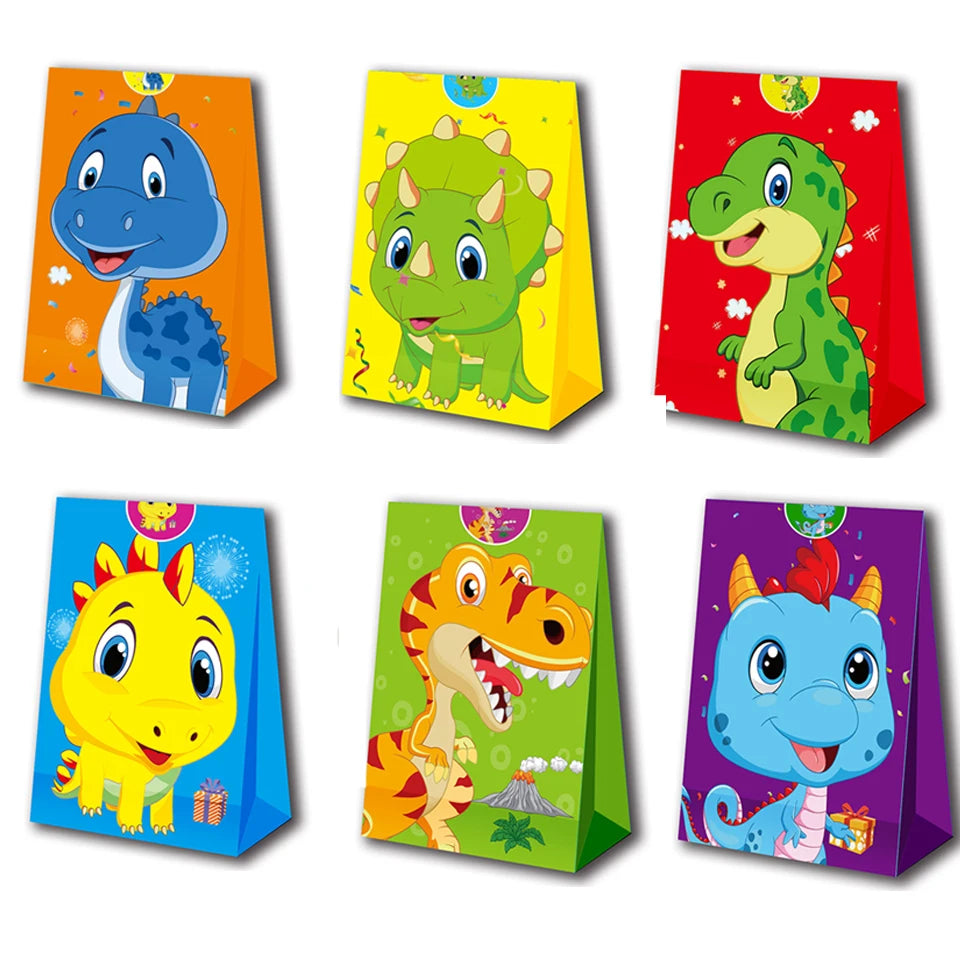 Carton Dinosaur Paper Bags Colorful Candy Biscuit Packaging Bag