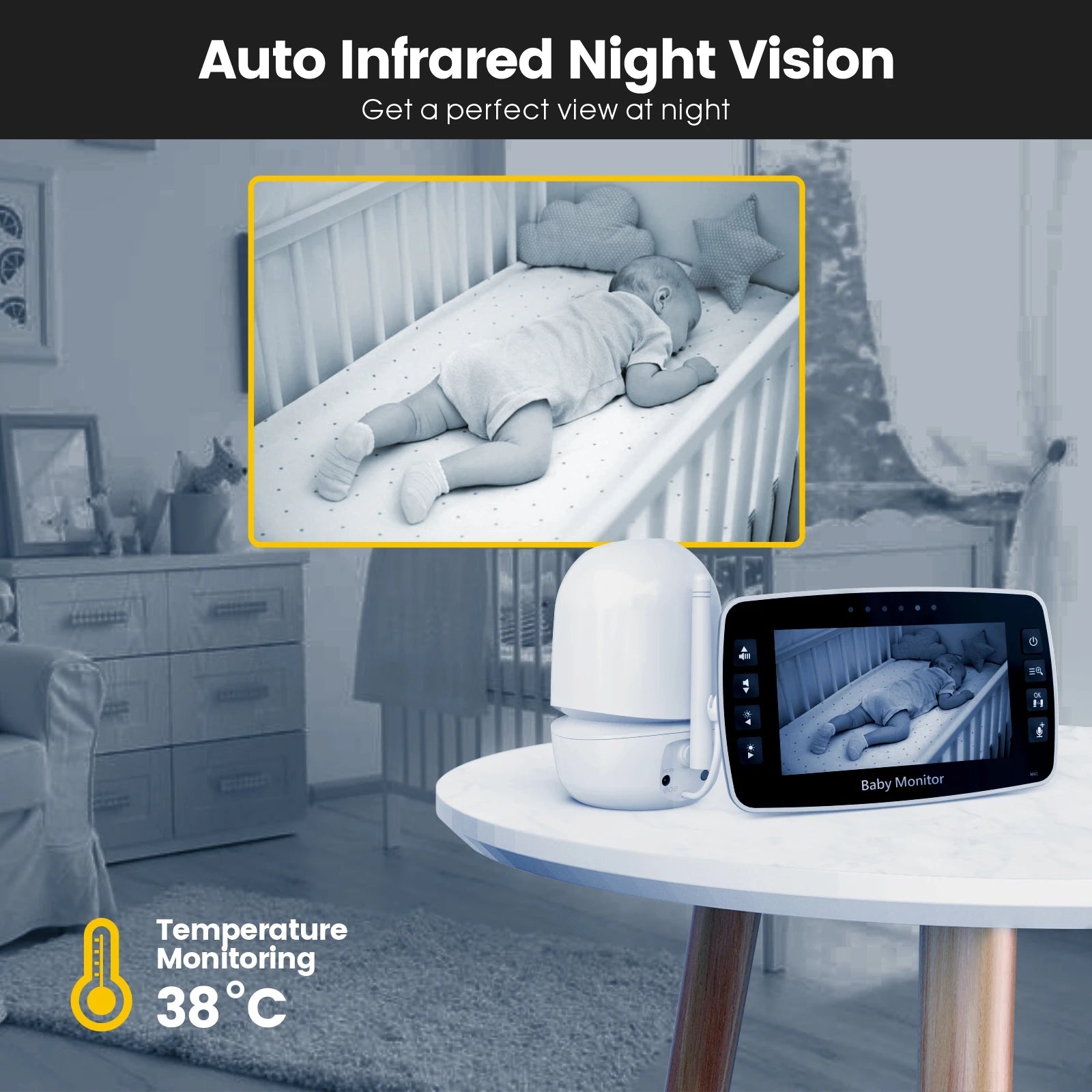 IPS Screen Wireless Intercom Baby Monitor