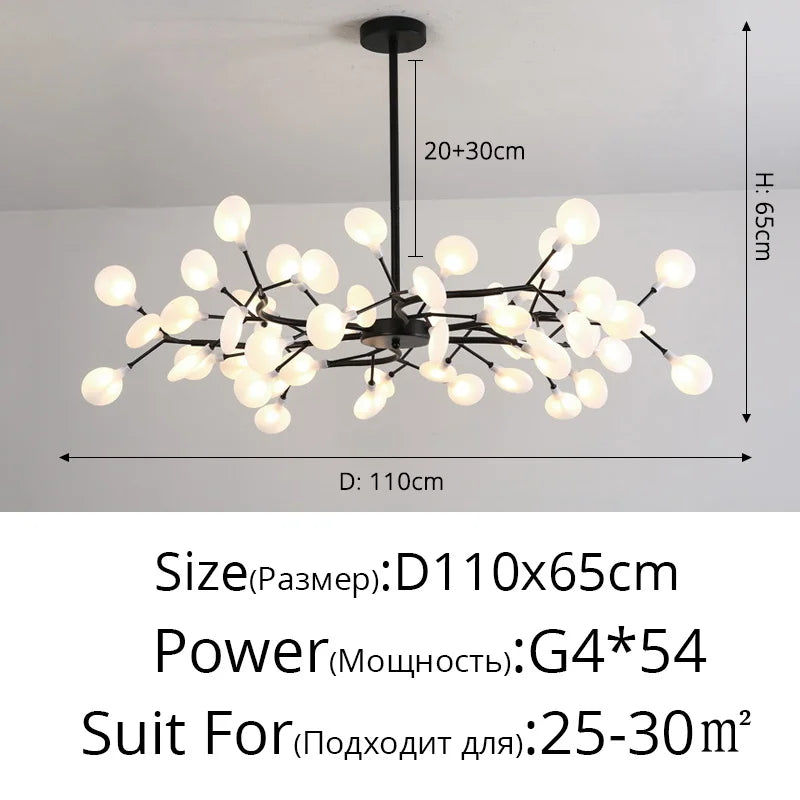 Nordic Gorgeous Firefly Lamp Home Indoor Lighting Luxurious Decor Hanging Lamp Modern LED Chandelier Living Room Bedroom Kitchen