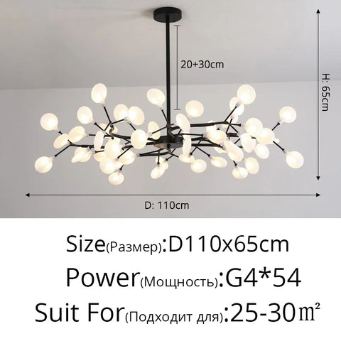 Nordic Gorgeous Firefly Lamp Home Indoor Lighting Luxurious Decor Hanging Lamp Modern LED Chandelier Living Room Bedroom Kitchen