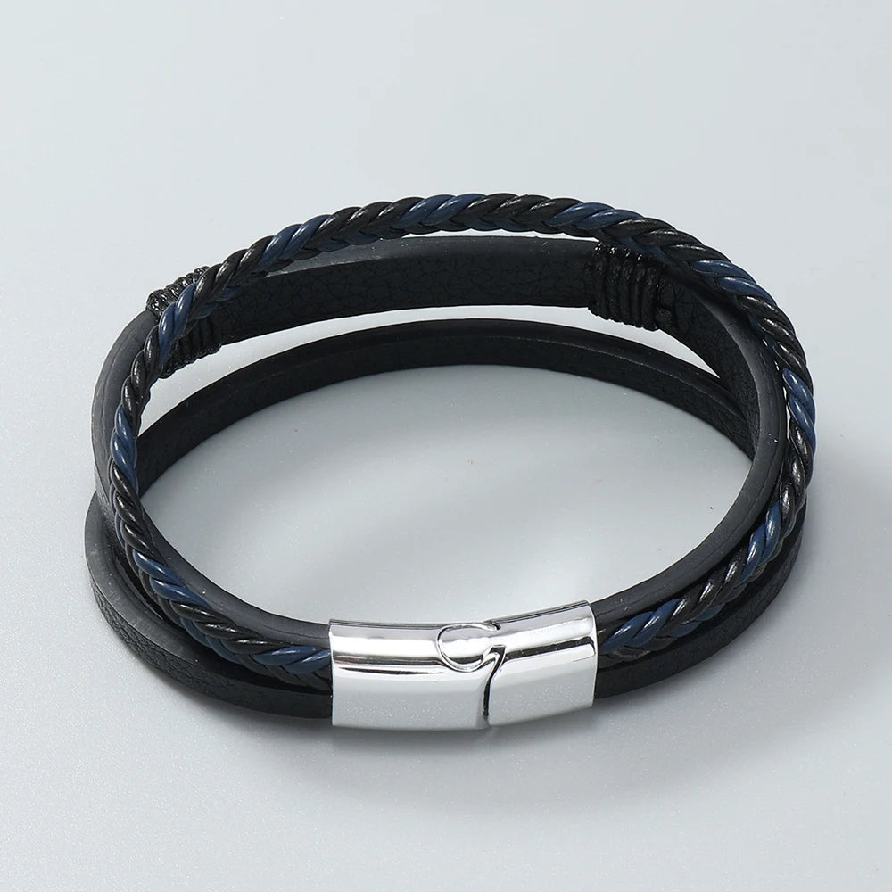 Hip-hop rock jewelry bracelets bangles fashion guitar PU leather bracelet for men