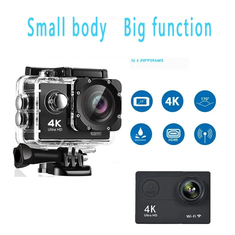 Action Camera Ultra HD 4K/30fps WiFi 2.0-inch 170D Underwater Waterproof Helmet Video Recording Cameras Sport Cam