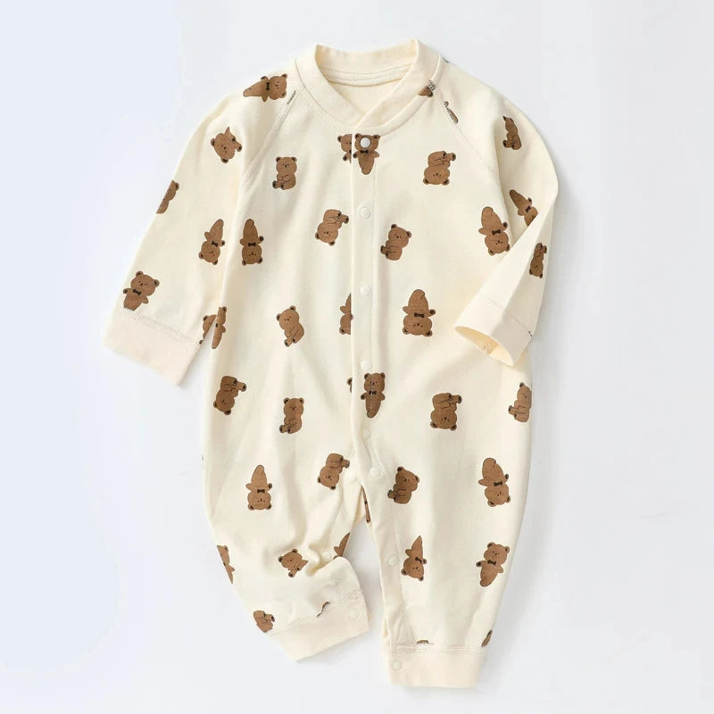 Autumn Baby Romper for Boys Girls Clothes Cartoon Bear Printed Jumpsuit Newborn One-Pieces Onesie Korean Toddler Infant Outfit