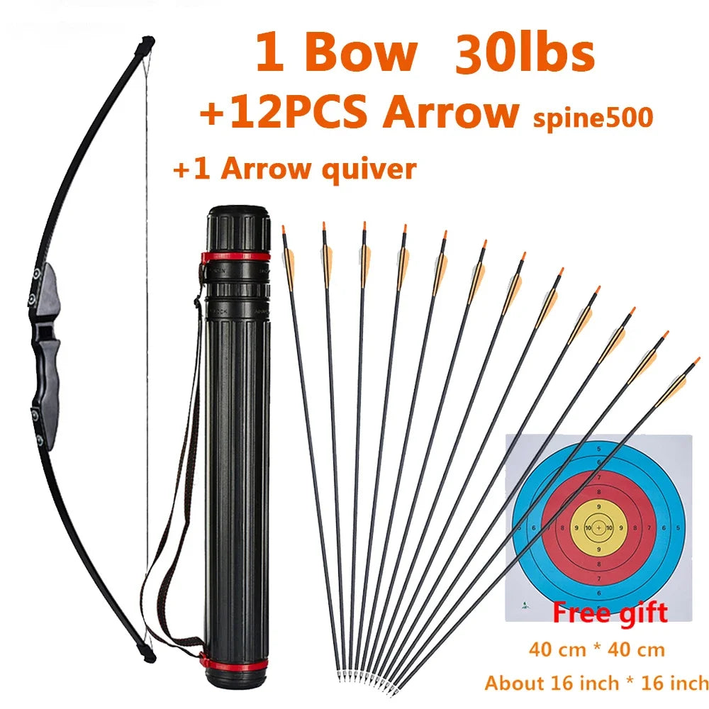 1pc Archery Recurve Bow Take-Down Straight Draw Bow For Children Adults Beginner Shooting Practise Hunting Game Accessories