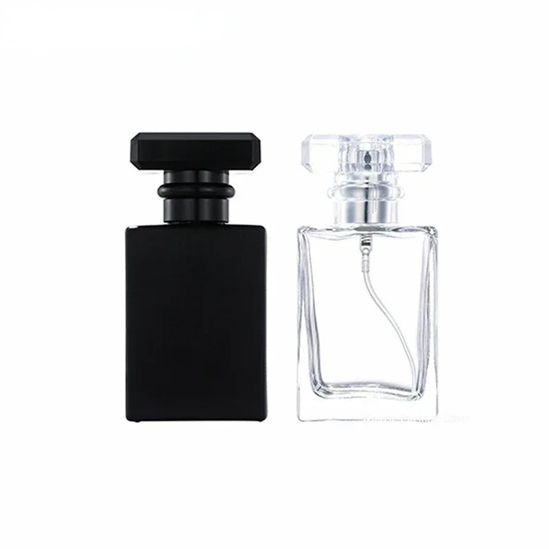 Perfume Separate Bottle Square Clear Portable Black Lid