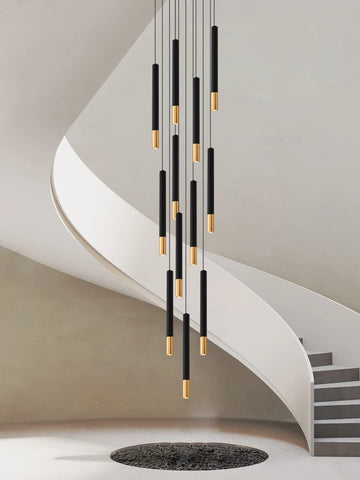 Black And Gold Chandeliers Led Strip Tubular Living Room Pendant Interior Lighting Restaurant Chandelier Staircase Chandelier