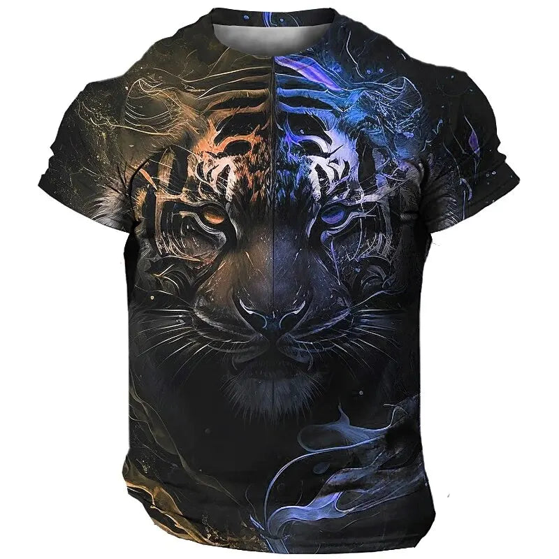 Men's T-Shirt 3D Tiger Print T Shirt Streetwear Quick Dry Fashion