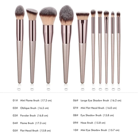 Hot Champagne Makeup Brushes Set