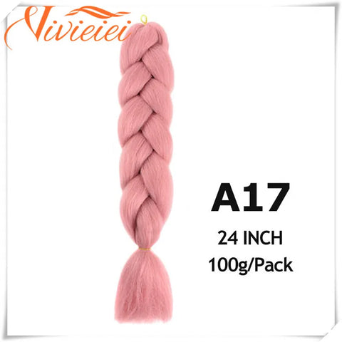 VIVIEIEI Synthetic Braiding Hair 24 Inch Jumbo Braid Ombre Jumbo Hair Extension for Women DIY Hair Braids Purple Pink Yellow Red