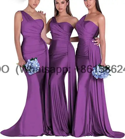 royal blue bridesmaid dresses women for wedding new satin one shoulder sexy mermaid vestidos para bodas mujer invitada chic