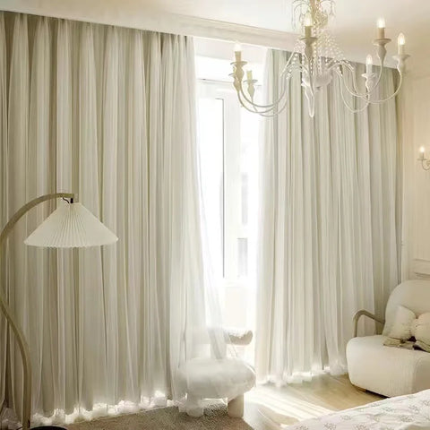 2022 New Cloth Yarn Integrated Curtains Ins Modern Minimalist Blackout Bedroom Living Room Bay Window Curtain Kids Study Drapes