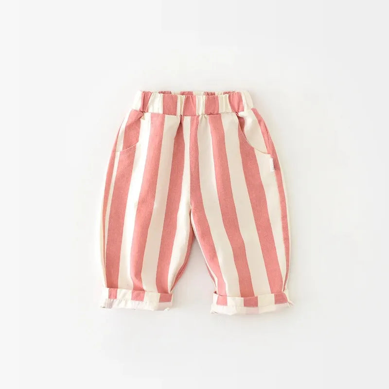 Spring New High Waist Cool Kids Baby Stripe Pants