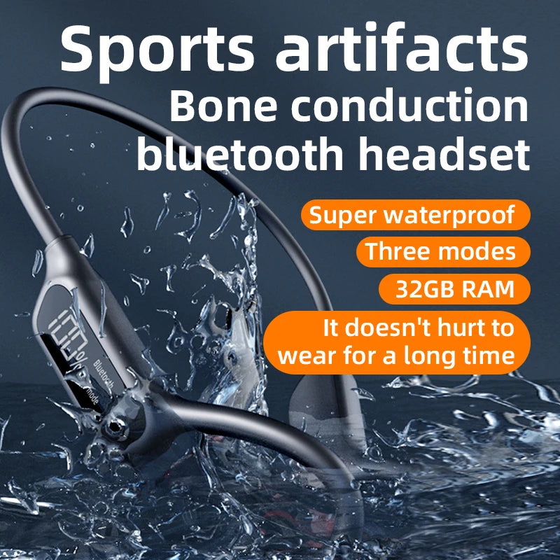 Real Bone Conduction Headphones Swimming IPX8 Waterproof
