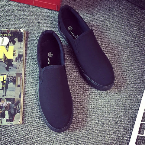 Spring Summer Canvas Shoes Men Loafers Street Style Black Shoes