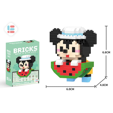 Disney Anime Princess Building Blocks Stitch Mickey Mouse mini Action toy Figures Blocks Toys Bricks Assemble Toys Kids Gifts