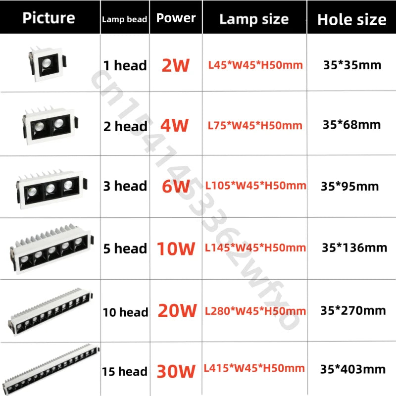 LED downlight Spotlight die casting 2W4W6W10W20W30W sky lantern COB grid lamp ceiling lamp living room interior lighting bulb