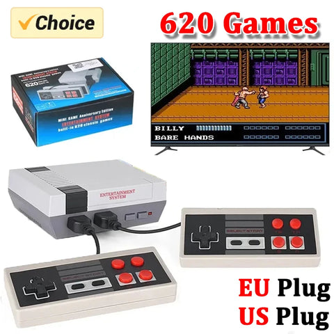 Mini TV Handheld Family Recreation Video Game Console AV Output Retro Built-in 620 Classic Games Dual Gamepad Gaming Player