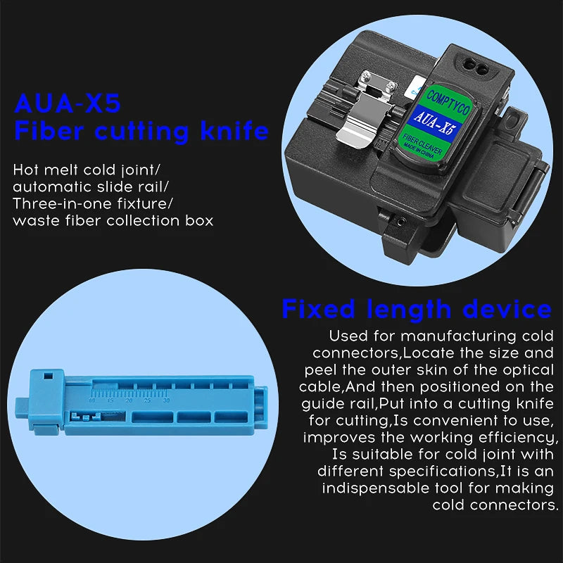 Fiber Optic Tool Kit AUA-X5 Fiber Cleaver 10Mw Visual Fault Locator FTTH Tools Fiber Power Meter Optical Bag