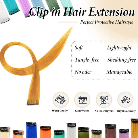 Synthetic 10 Pcs Straight Hair Extensions