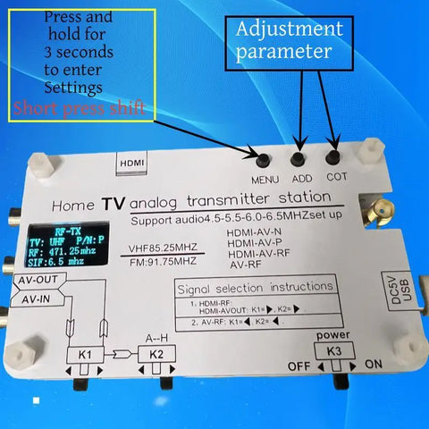 UHF 200mW Video Wireless Transmitter UHF Audio Video Transmitter AV Transmission Analog TV Sound Video signal Transmitter