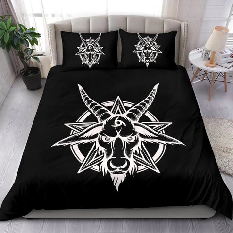 Skull Skeleton Satanic Goat Skull Duvet Cover Set